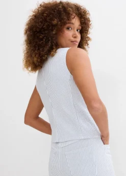 Veste sans manches en denim rayé