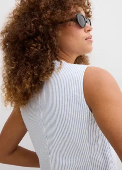 Veste sans manches en denim rayé