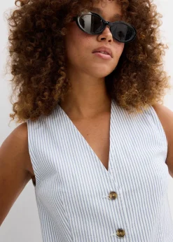 Veste sans manches en denim rayé