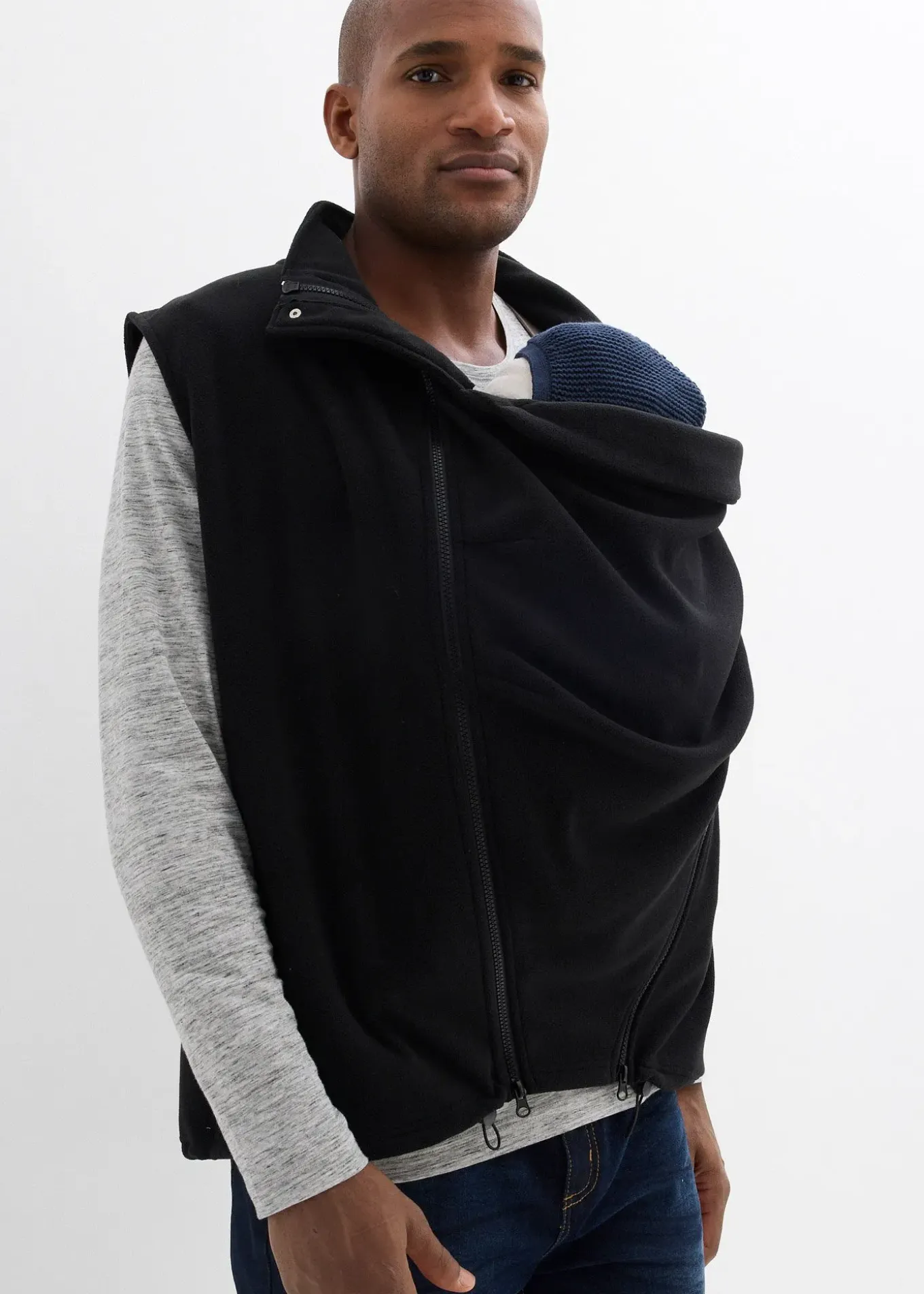 Veste sans manches homme avec empiècement de portage devant et dos