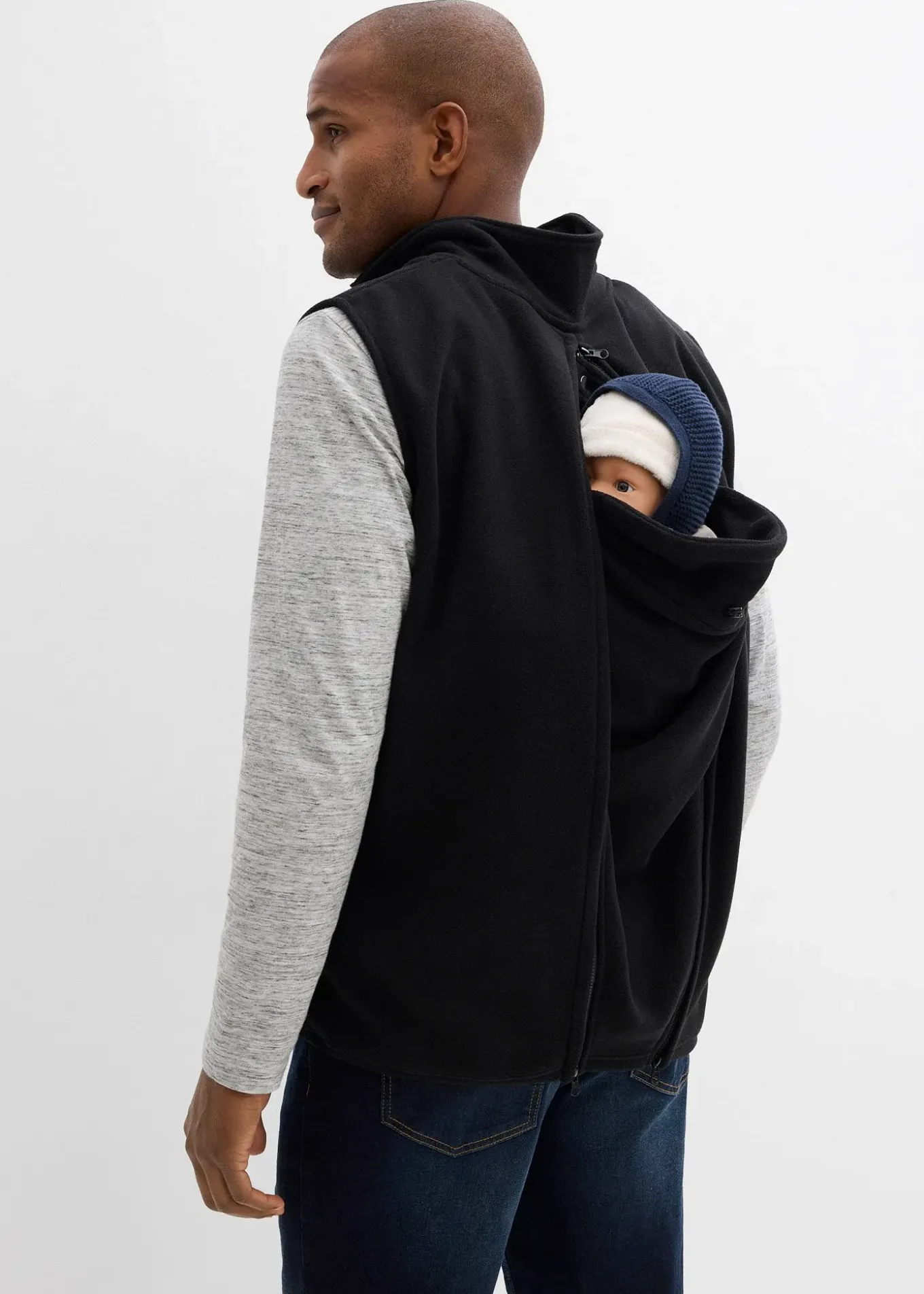 Veste sans manches homme avec empiècement de portage devant et dos