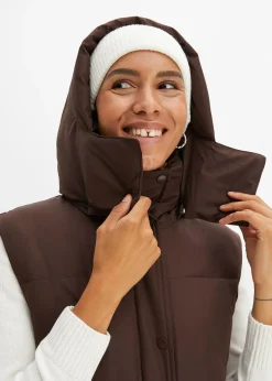 Veste sans manches matelassée en polyester recyclé avec capuche amovible
