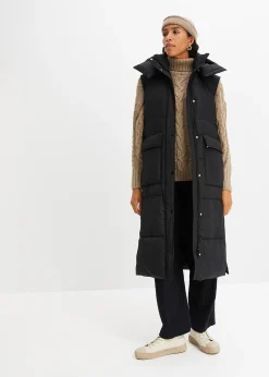 Veste sans manches matelassée en polyester recyclé avec capuche amovible