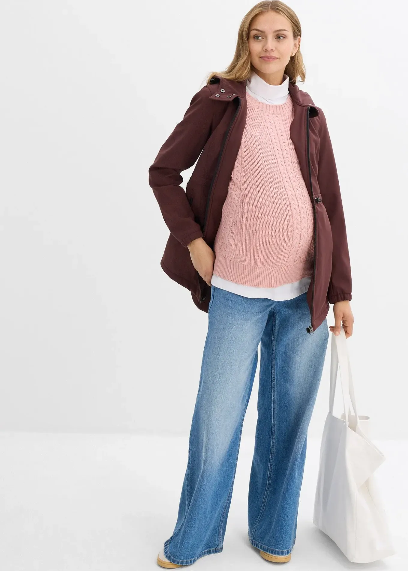 Veste softshell de grossesse et de portage, taille ajustable