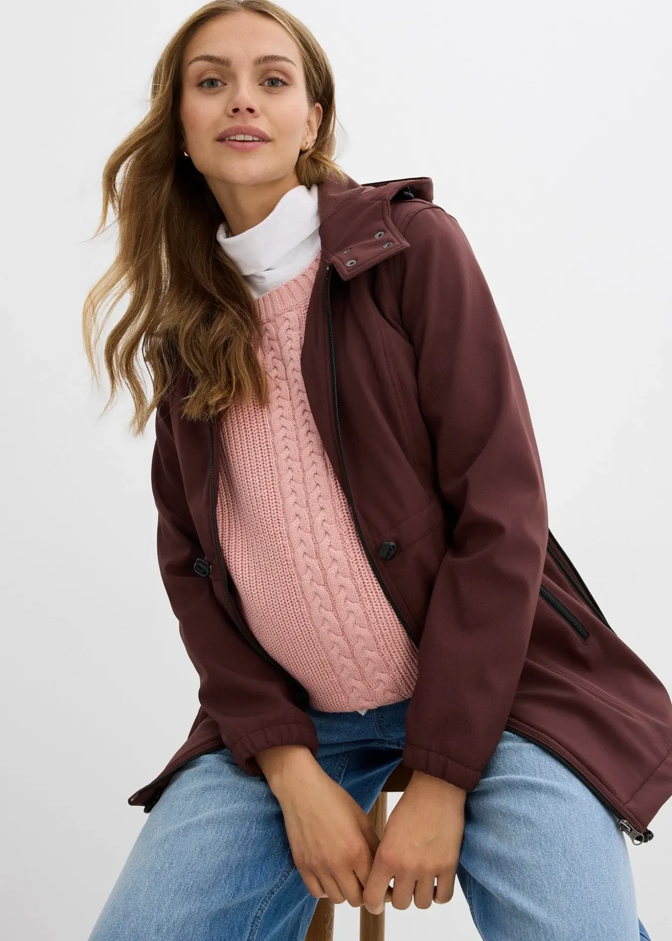 Veste softshell de grossesse et de portage, taille ajustable