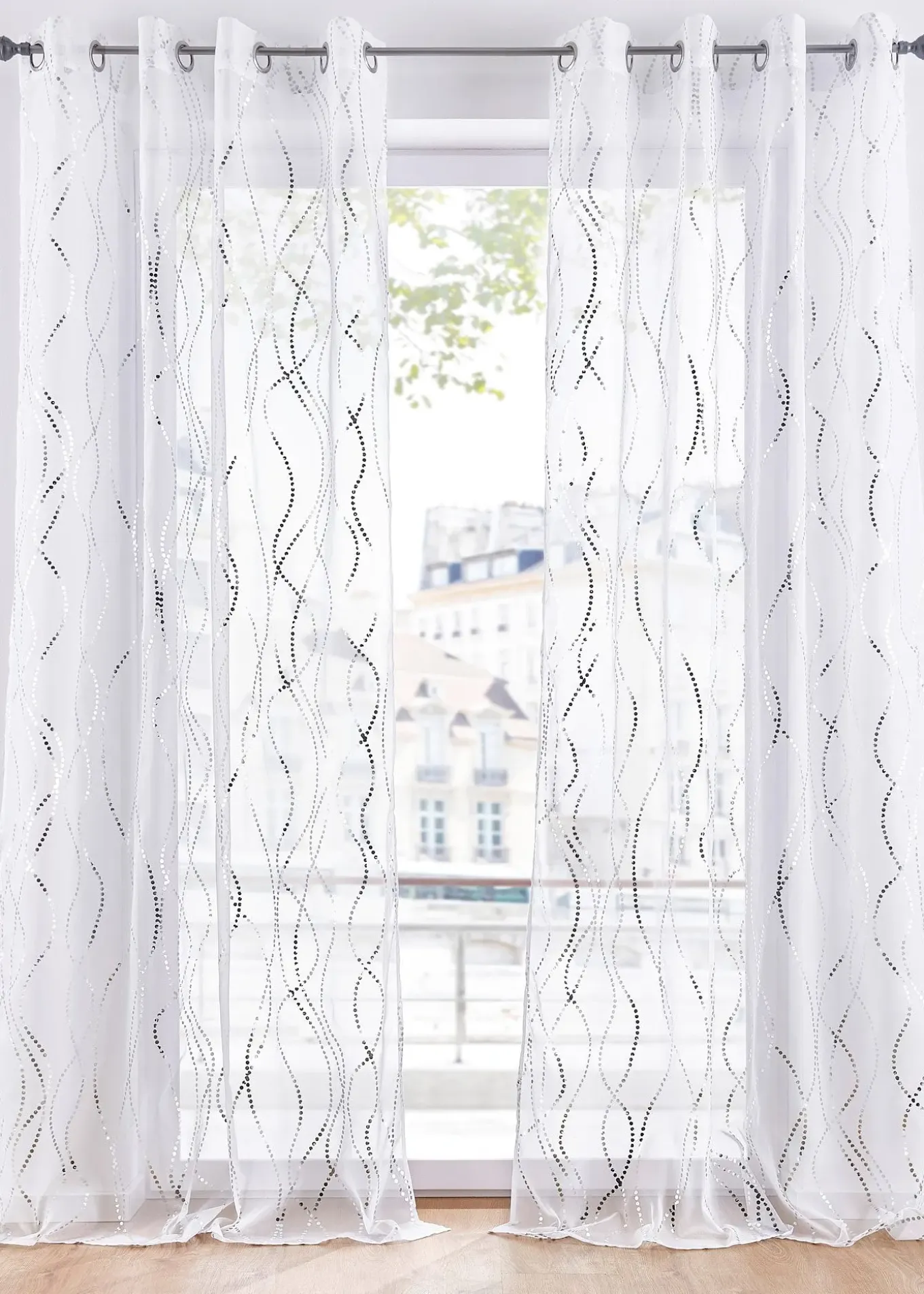 Voilage à imprimé brillant (1 pce)