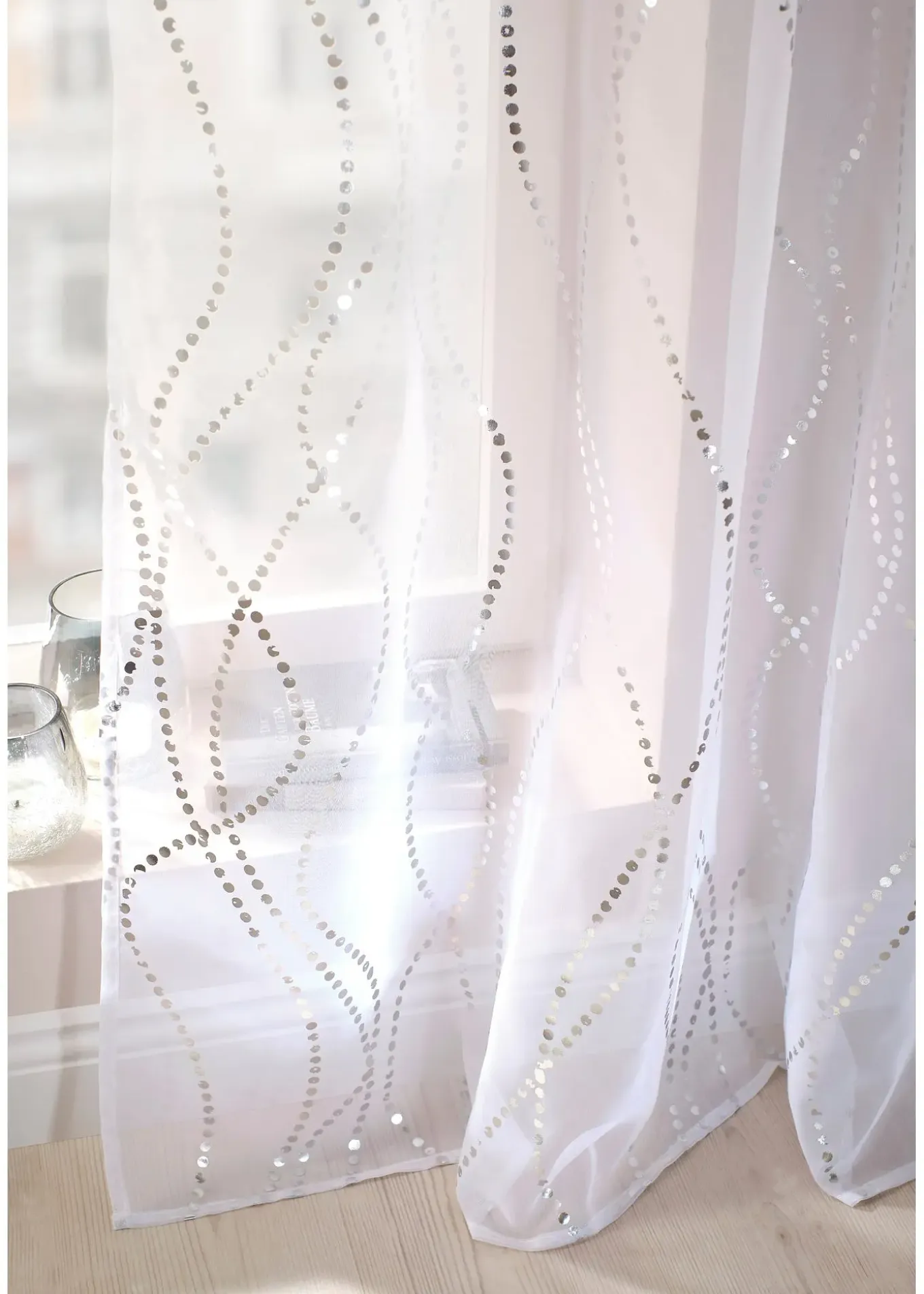 Voilage à imprimé brillant (1 pce)