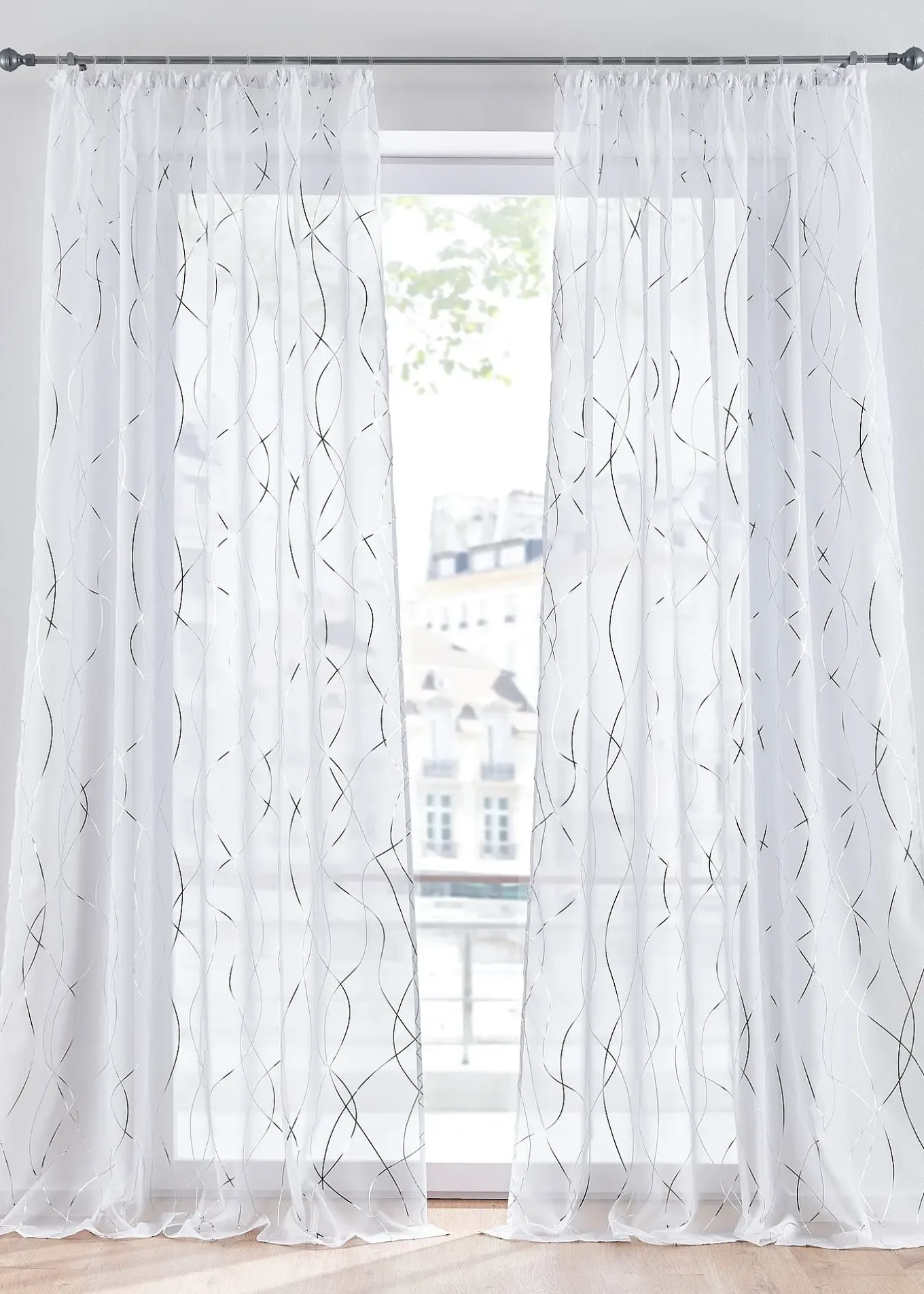 Voilage à imprimé brillant (1 pce)