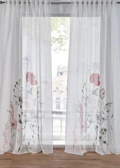 Voilage (1 pce.) à imprimé fleurs contenant du polyester recyclé