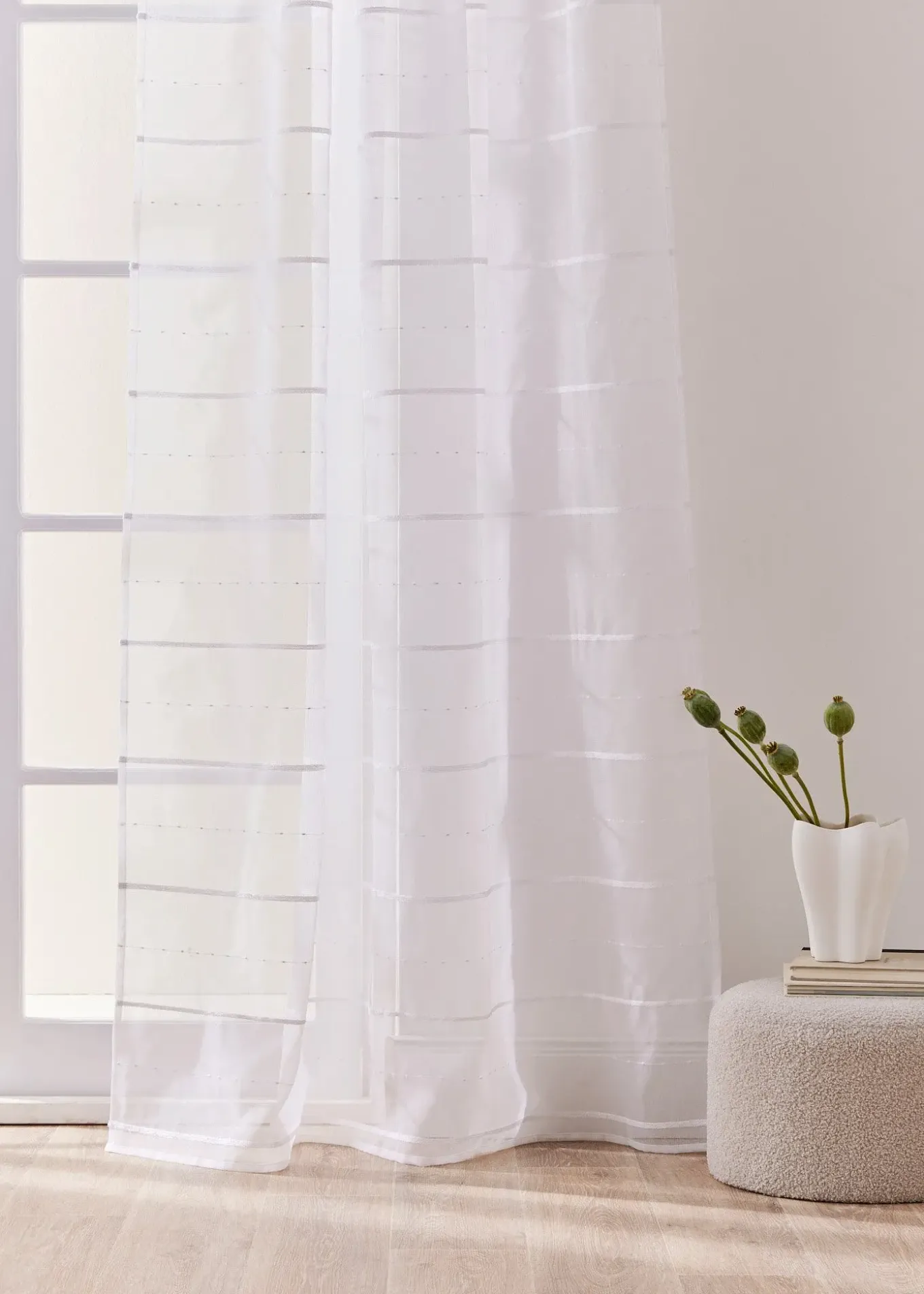 Voilage à rayures en 3D (1 pce)