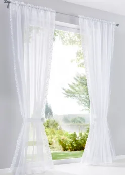 Voilage brodé avec embrasse (1 pce)