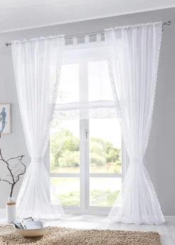 Voilage brodé avec embrasse (1 pce)