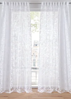 Voilage en dévoré à motif sarments (1 pce.)