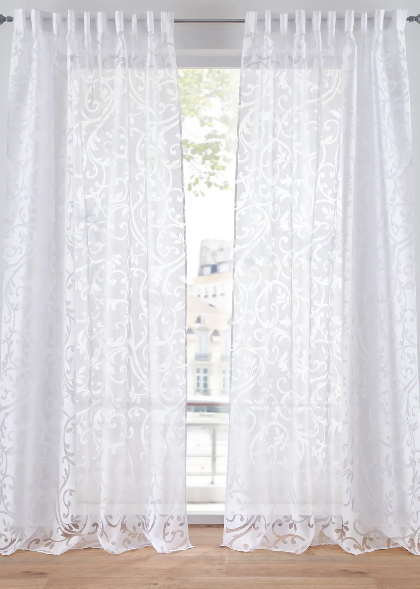 Voilage en dévoré à motif sarments (1 pce.)