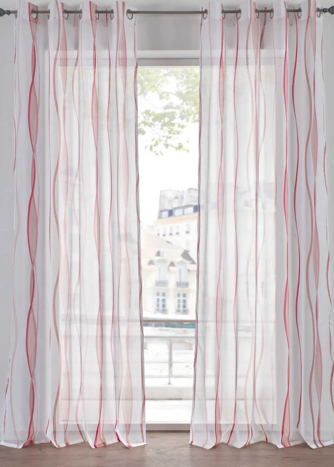 Voilage imprimé vagues (1 pce)