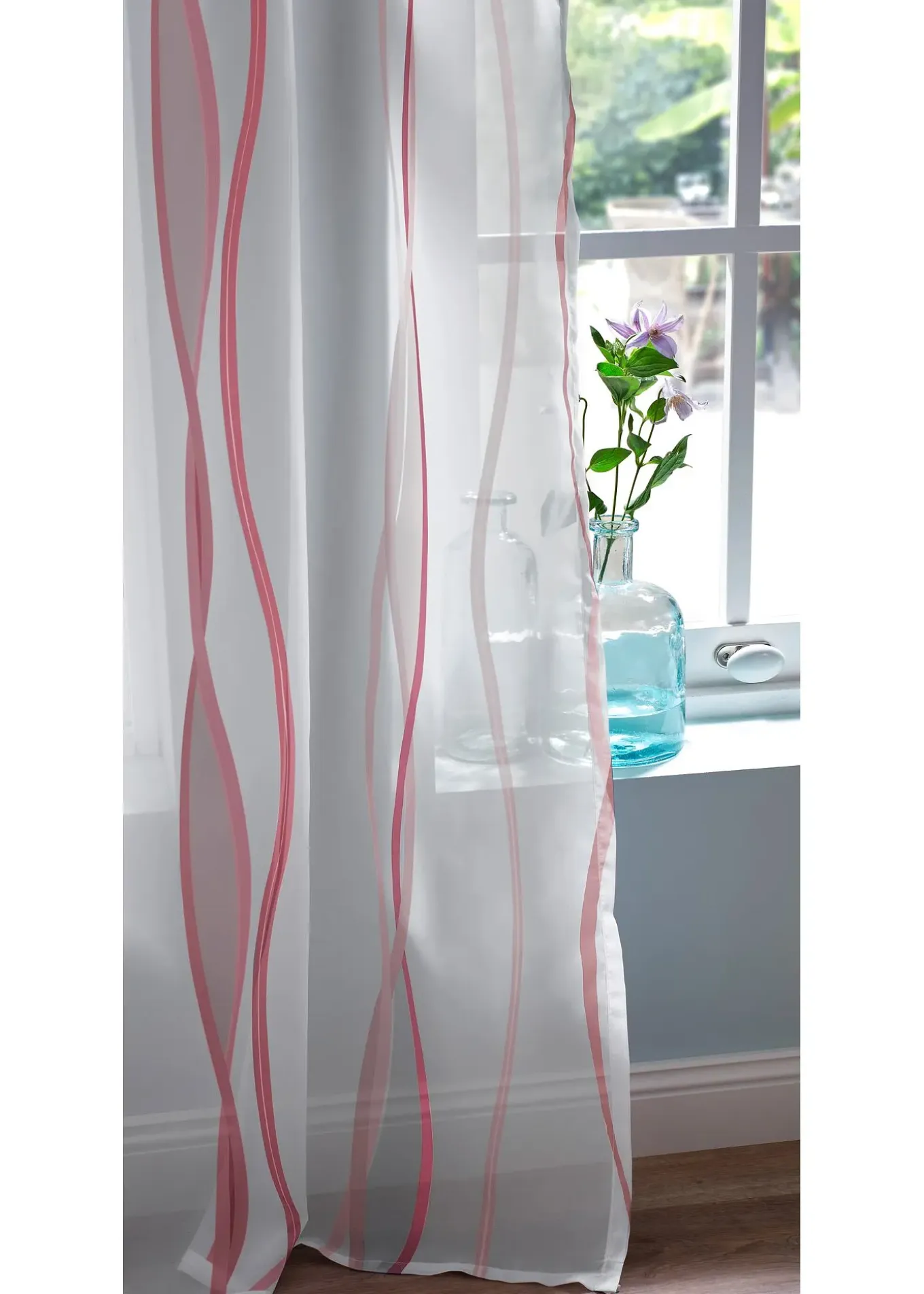 Voilage imprimé vagues (1 pce)