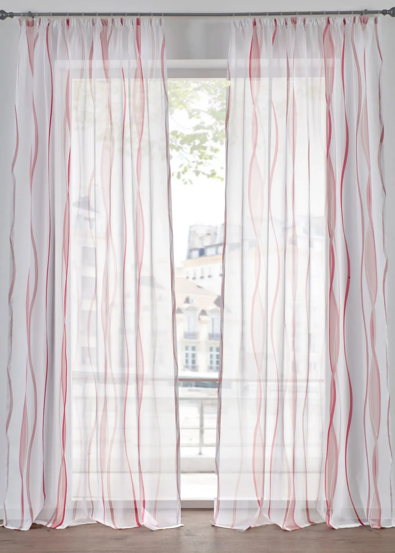 Voilage imprimé vagues (1 pce)