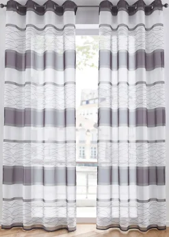 Voilage transparent à rayures horizontales (1 pce)