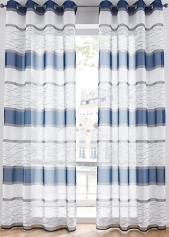 Voilage transparent à rayures horizontales (1 pce)